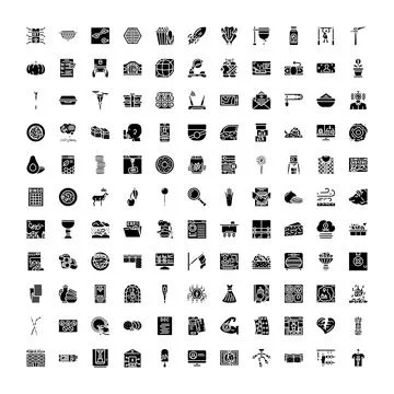 Collection of diverse user interface glyph icons Illustrazione stock