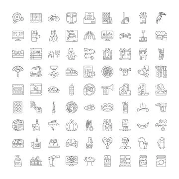 Collection of diverse web and mobile line icons 스톡 일러스트