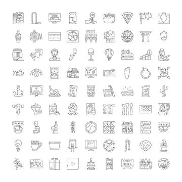 Collection of diversified vector line icons presenting various concepts Illustrazione stock