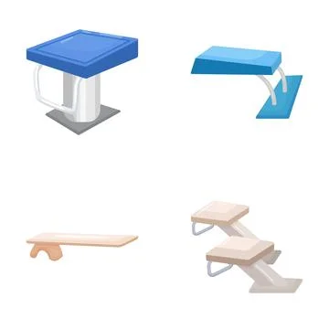 Collection of diving boards and platforms for aquatic sports Stock Illustration