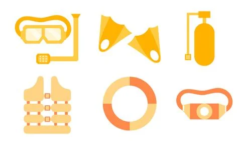 A collection of diving equipment illustrations Stock Illustration