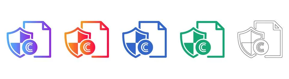 Collection of Document Copyright Shield Icons Stock Illustration