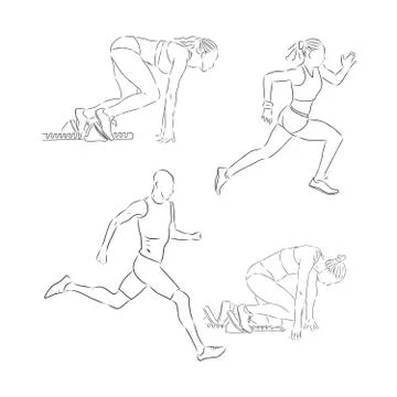 A collection of doodle art illustrations that includes the following sports t Stock Illustration