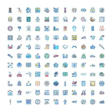 Collection doodle icons representing various daily life concepts Stock Illustration