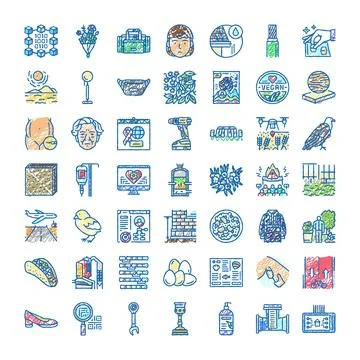 Collection doodle icons for various modern concepts 스톡 일러스트