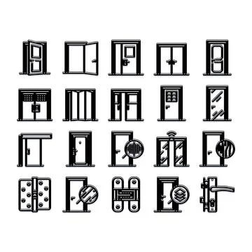 Collection of doors and entrances vector line icons Stock Illustration