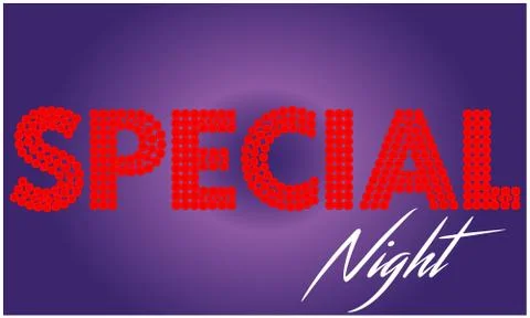 Collection of dots in special night text on abstract dark background Stock Illustration