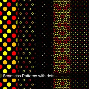 Collection of dotted seamless patterns. Illustrazione stock