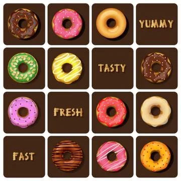 Collection of doughnuts Stock Illustration