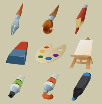 Collection of draw icons Illustrazione stock