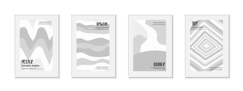 Collection of drawing art creative covers. Fashion style monochrome trendy de Illustrazione stock