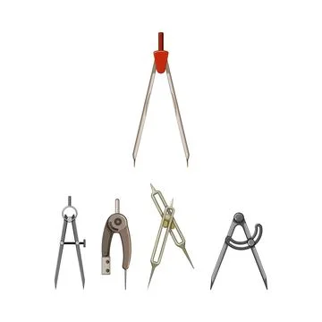 Collection of drawing instruments for geometry and drafting Stock Illustration
