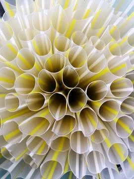 A collection of drinking straws. Stock Photos