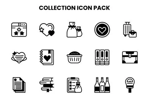 Collection DuoTone Set Icons Pack Stock Illustration