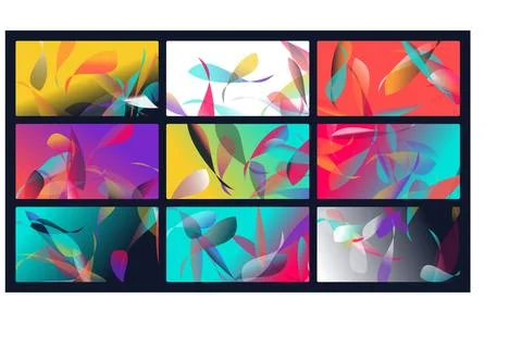 Collection of dynamic abstract graphic backgrounds with vibrant gradients a.. Stock Illustration