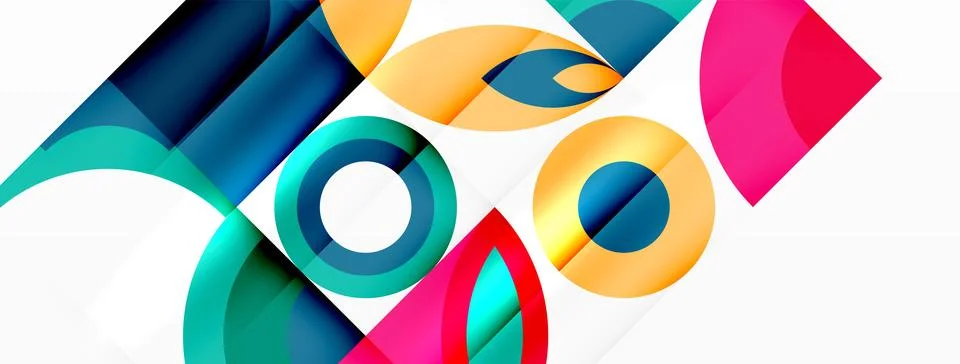 A collection of dynamic geometric patterns displayed on a clean white surface Stock Illustration