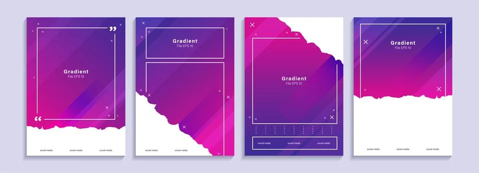 Collection of dynamic gradation abstract poster design set Stock Illustration