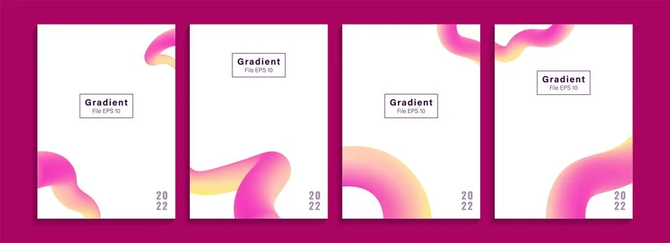Collection of dynamic gradation abstract poster design set Illustrazione stock