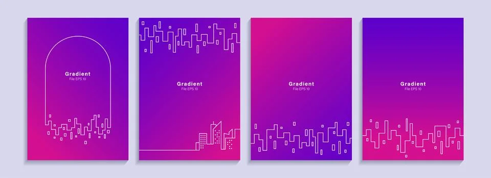 Collection of dynamic gradation abstract poster design set Stock Illustration