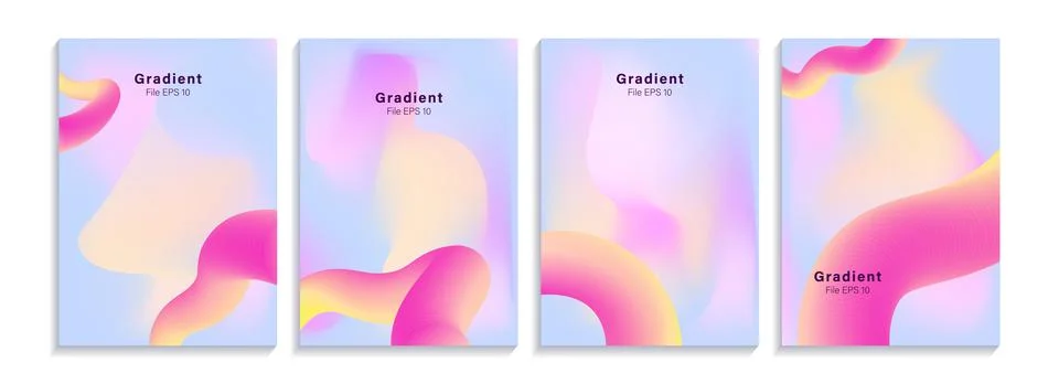 Collection of dynamic gradation abstract poster design set Stock Illustration
