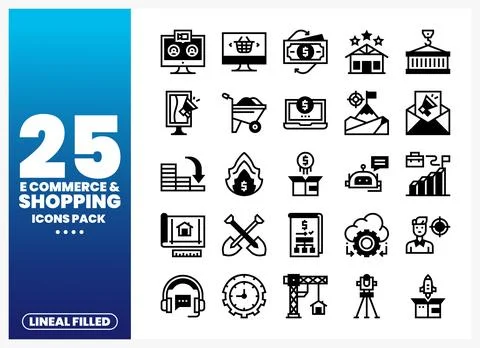Collection of e-commerce and shopping icons. digital marketing and online b.. Иллюстрация