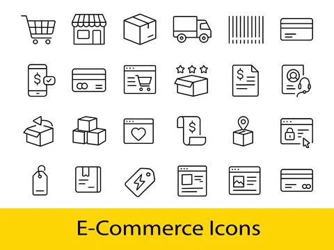 Collection of e commerce icons isolated on white background Stock Illustration
