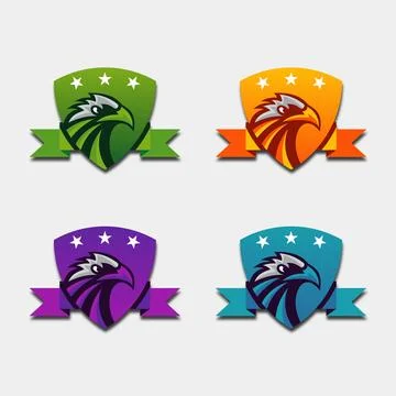 Collection of eagle badge designs, for games and sports Stock Illustration