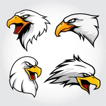 Collection of Eagle / Hawk Head Mascot Illustration Vector Stock Illustration