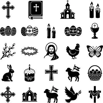 Collection of Easter and Religious Icons. Stock Illustration