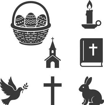 Collection of Easter and Religious Icons. Stock Illustration