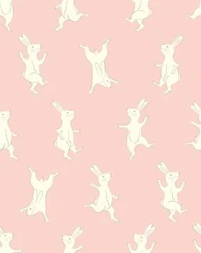 Collection of Easter Bunny characters from different poses. Happy running and Stock Illustration