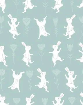 Collection of Easter Bunny characters from different poses. Happy running and Stock Illustration