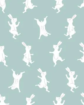 Collection of Easter Bunny characters from different poses. Happy running and Stock Illustration