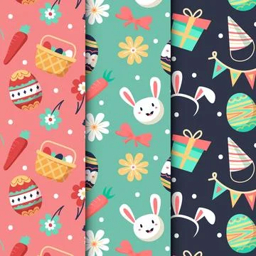 Collection of easter day patterns 스톡 일러스트