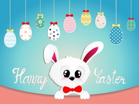 Collection of Easter eggs with different texture, pattern on retro pastel bac Illustrazione stock