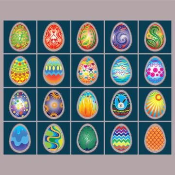 Collection Of Easter Eggs 스톡 일러스트