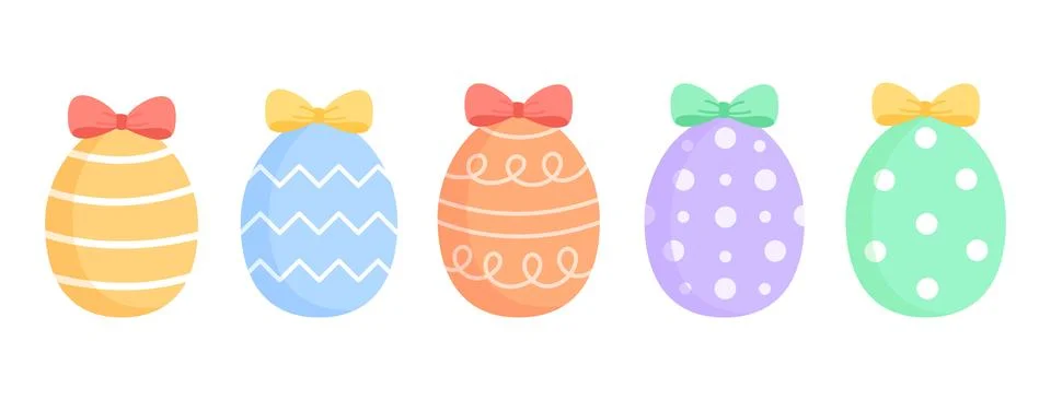 Collection of Easter eggs  on white background. Stock Illustration