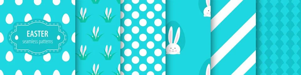 Collection of Easter seamless patterns. Holiday repeatable cute simple Illustrazione stock