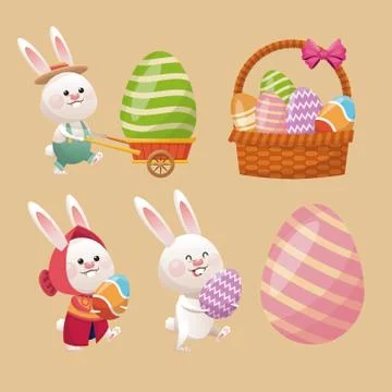 Collection easter season decoration Stock Illustration