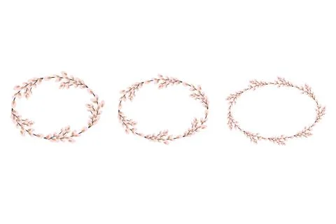 Collection of Easter willow wreaths Stock Illustration