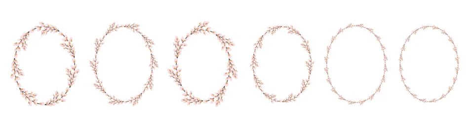 Collection of Easter willow wreaths Stock Illustration