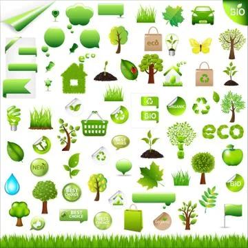 Collection eco design elements Stock Illustration