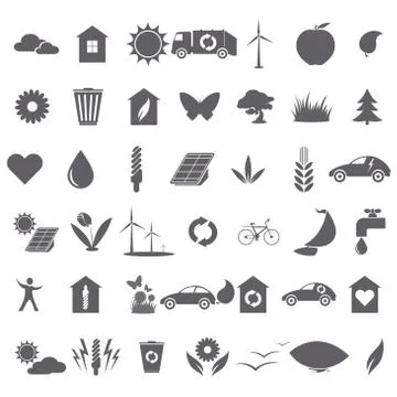 Collection of ecological icons Stock Illustration