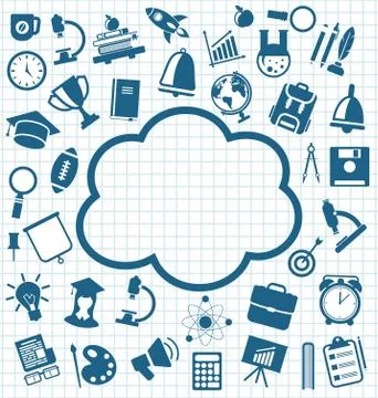 Collection of Education Flat Simple Icons Stock Illustration