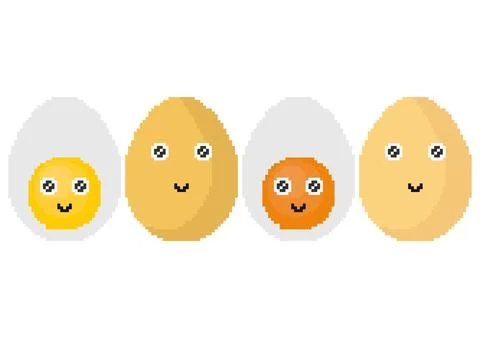 A collection of egg illustrations with pixel themes Stock Illustration