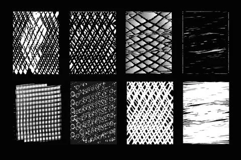 Collection of eight different abstract graphic elements. Set includes grung.. Illustrazione stock