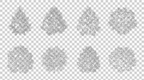 Collection of eight tree species in plan view for site design layouts Stock Illustration
