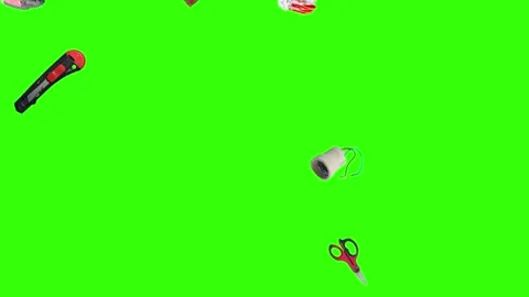 Collection of electrical and repair tools floating on a green background 库存影片 335185848