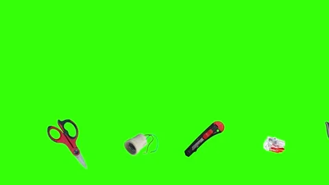 Collection of electrical and repair tools floating on a green background 库存影片 335185862