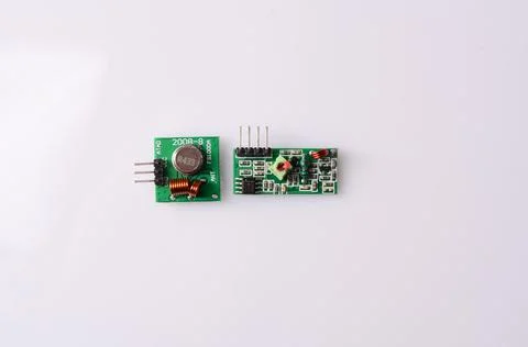 Collection of electronic components isolated in white Stock Photos